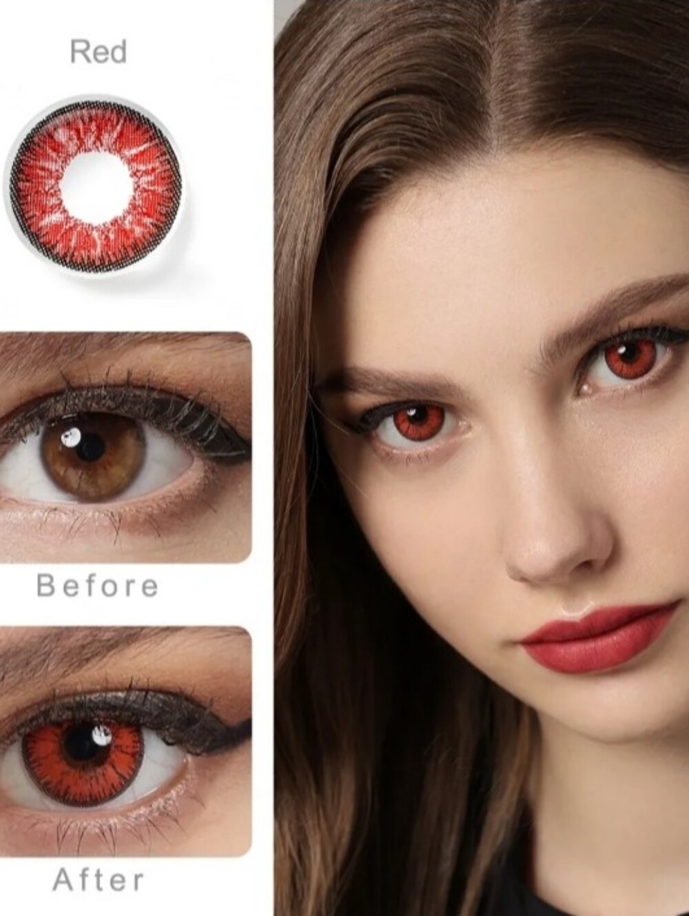 Red - Color Eye Wear Lenses - Costume Enhancements Vampire Look - Picture 2 of 3